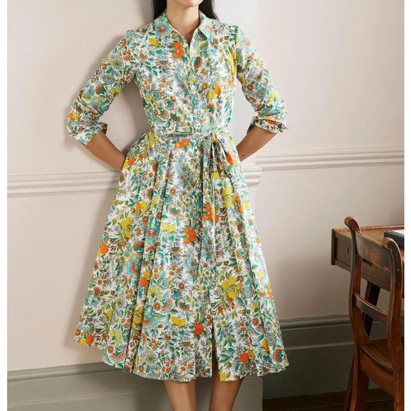 Boden Dresses & Skirts - Boden Kitty Midi Long Sleeve Button-up Shirtdress In Ivory Lemon Fizz